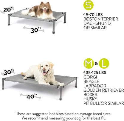 Raised Rest Deluxe Elevated Dog Bed (Outdoor Dog Bed That Is a Washable Dog Bed -Great Raised Dog Bed, Large Dog Bed- X-Large Dog Bed) 40X30X6.99-Holds 125 Lbs-Gray
