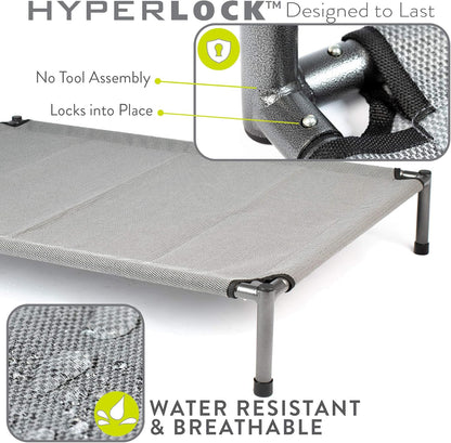 Raised Rest Deluxe Elevated Dog Bed (Outdoor Dog Bed That Is a Washable Dog Bed -Great Raised Dog Bed, Large Dog Bed- X-Large Dog Bed) 40X30X6.99-Holds 125 Lbs-Gray